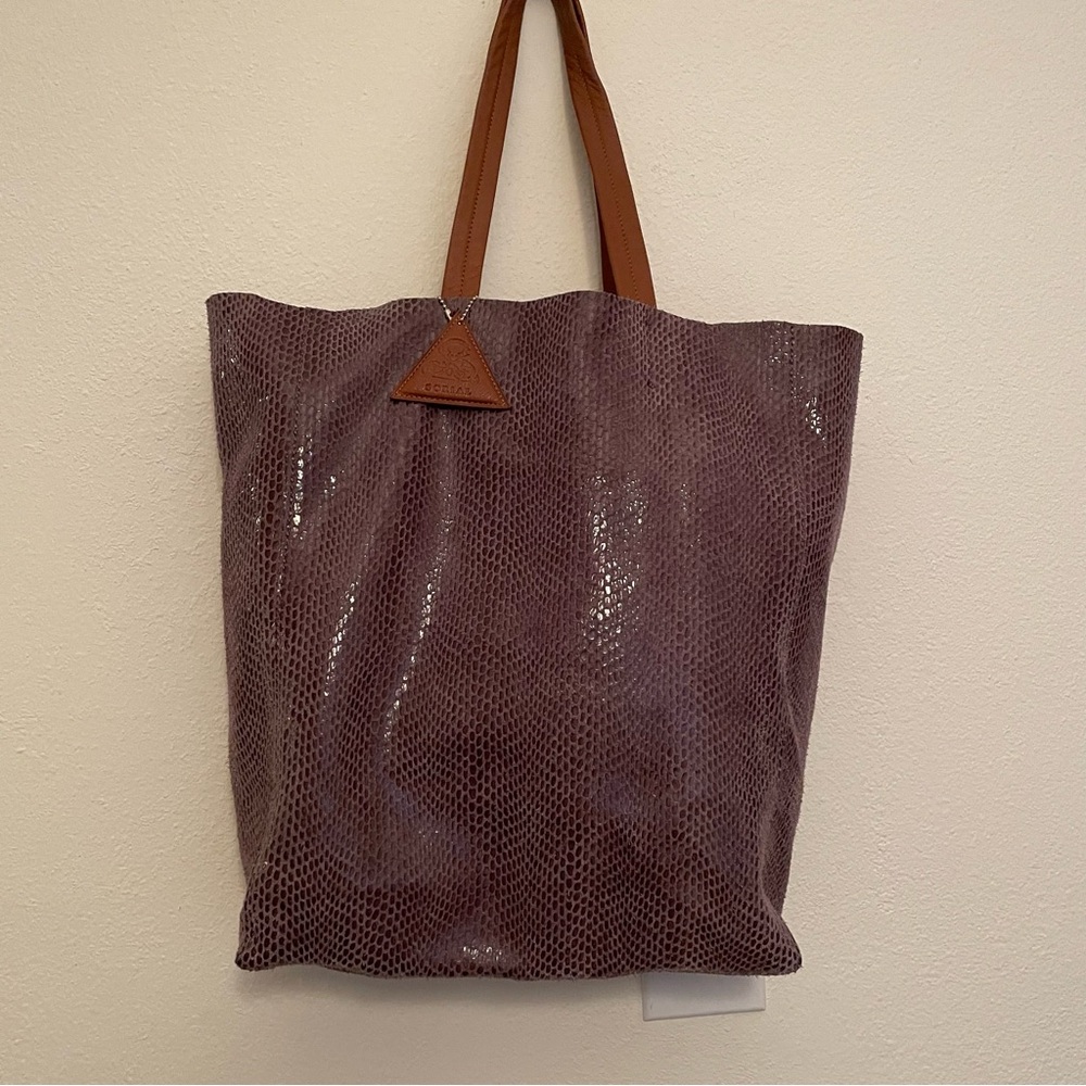 Sorial NY Snake Embossed Rubina‎ Leather Bag Shopper Tote Brown